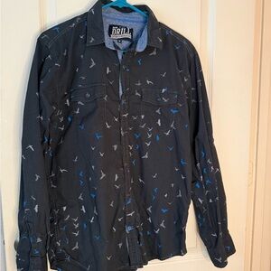 Navy Blue Bird Print Men's Jacket